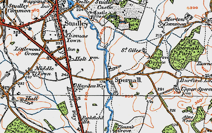 Old map of Spernall in 1919