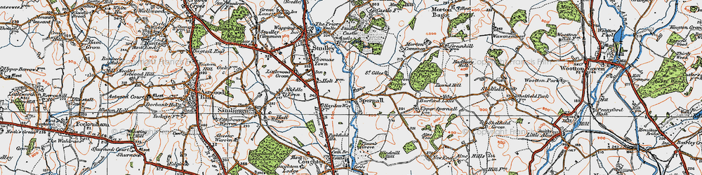 Old map of Spernall in 1919