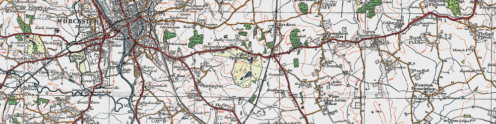 Old map of Spetchley in 1919