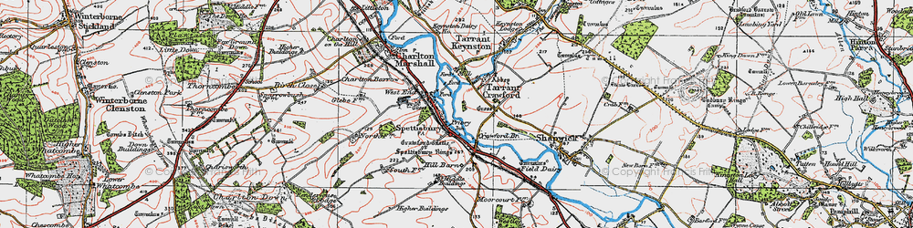 Old map of Spetisbury in 1919