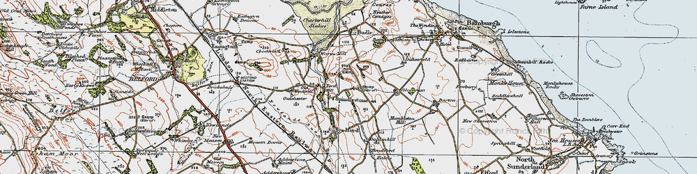 Old map of Spindlestone in 1926