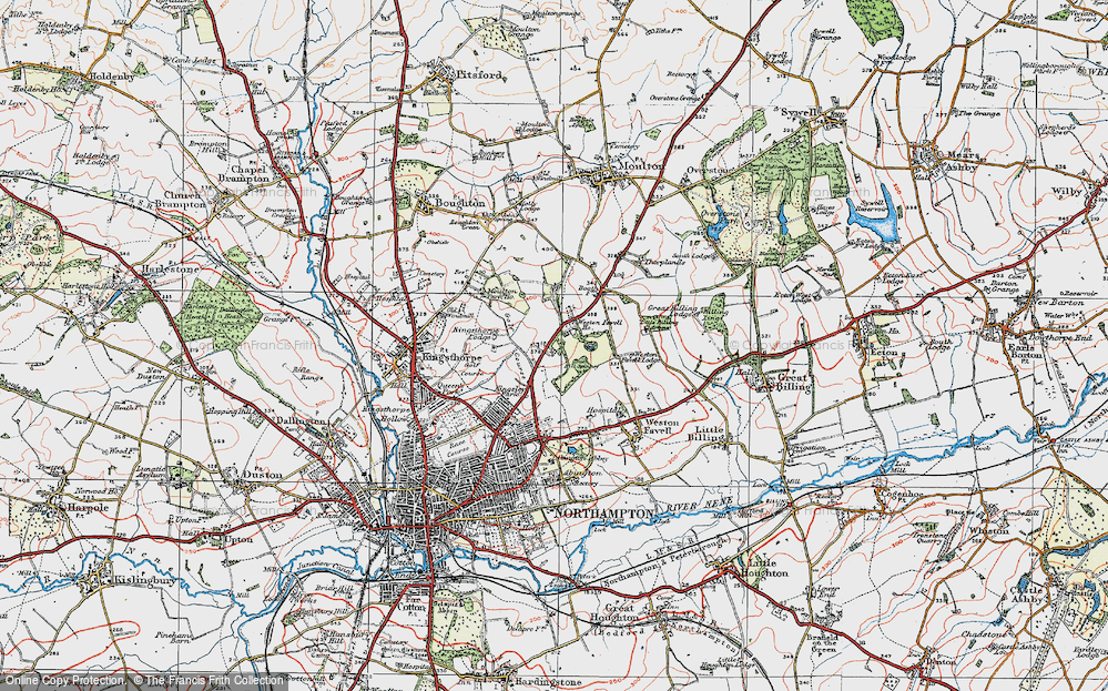 Old Map of Historic Map covering Arbours, The in 1919