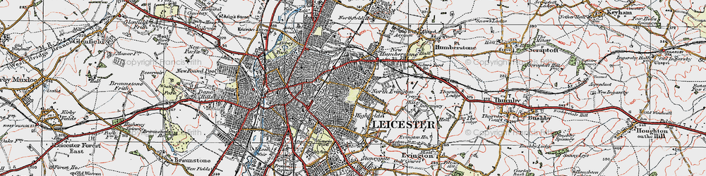 Old map of Spinney Hills in 1921