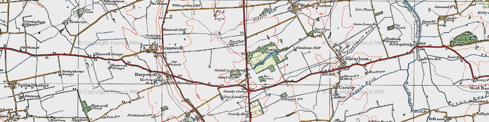 Old map of Caenby Corner in 1923