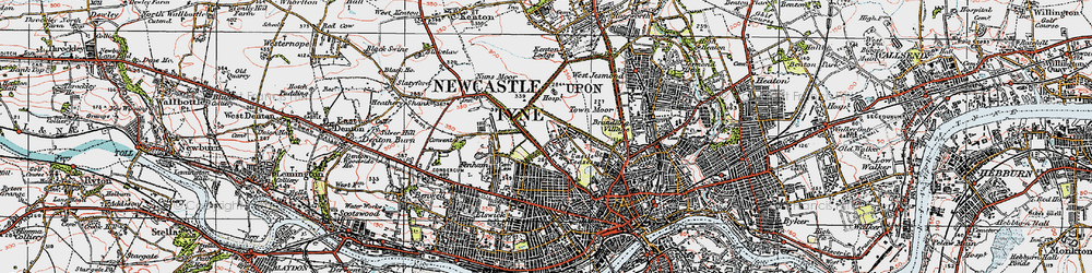 Old map of Spital Tongues in 1925