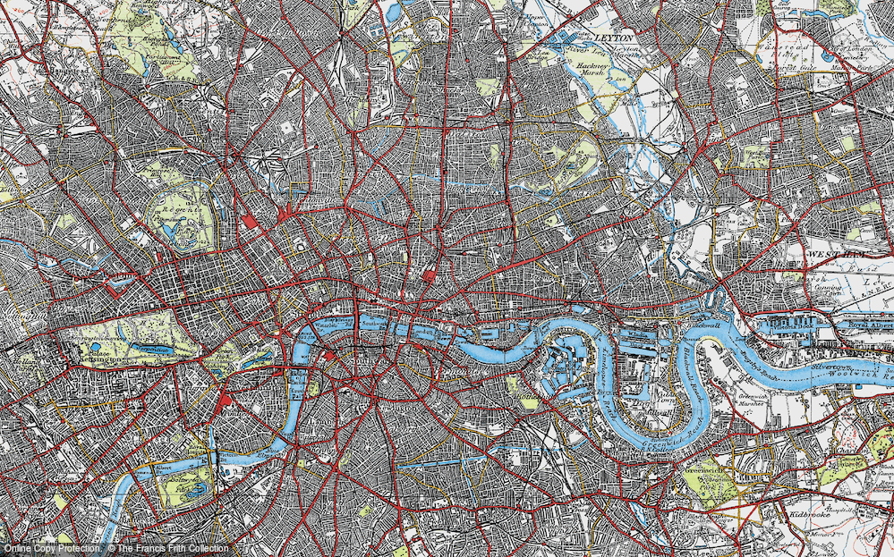 Old Map of Spitalfields, 1920 in 1920