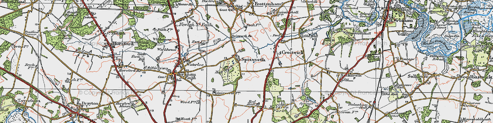 Old map of Spixworth in 1922