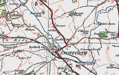 Old map of Spofforth in 1925