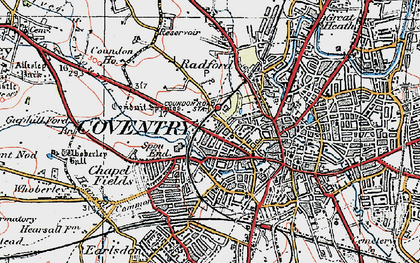 Old map of Spon End in 1920