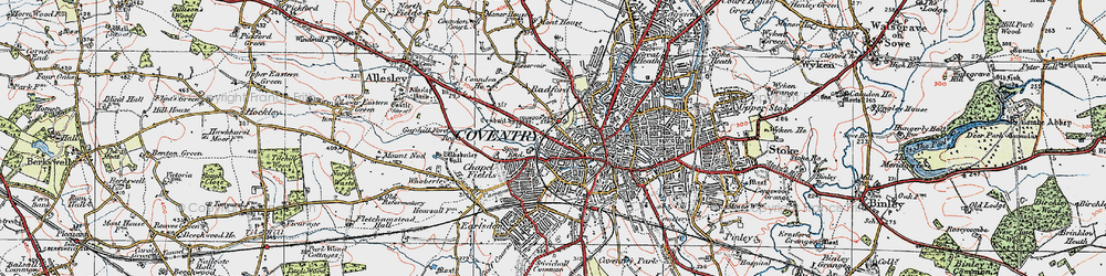 Old map of Spon End in 1920