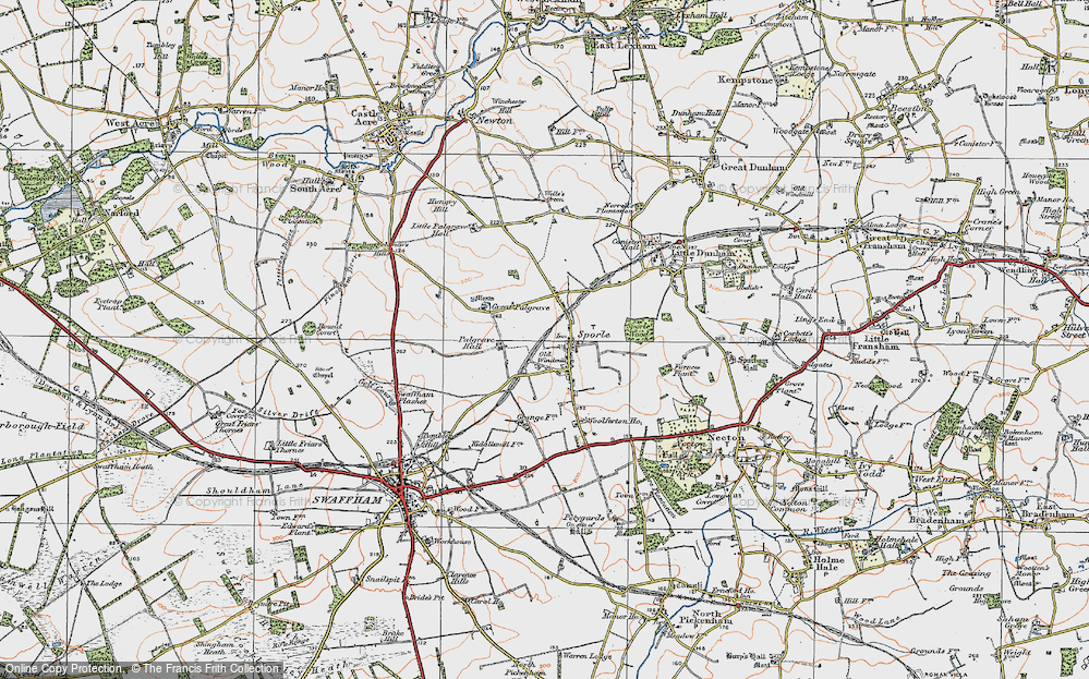 Old Map of Historic Map covering Wolferton Ho in 1921