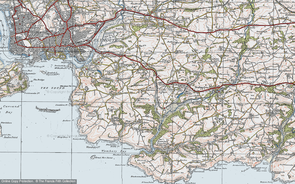 Old Map of Spriddlestone, 1919 in 1919