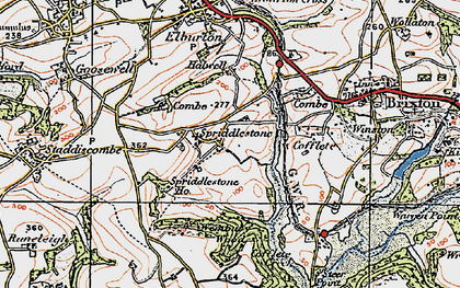 Old map of Spriddlestone in 1919