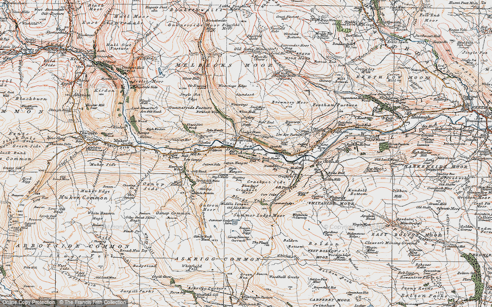 Old Map of Historic Map covering Blea Barf in 1925