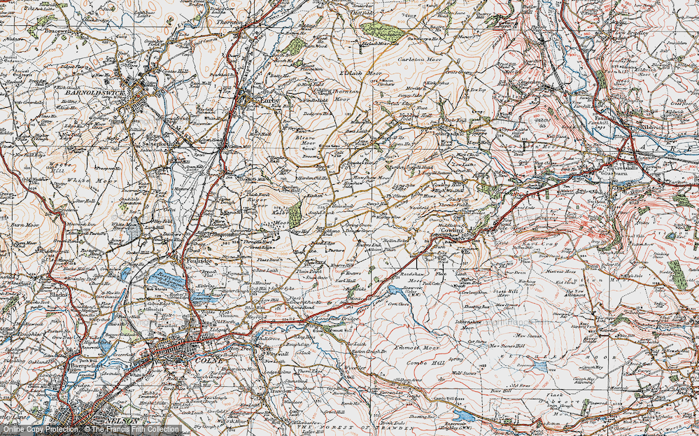 Old Map of Historic Map covering Black Lane Ends in 1925