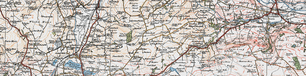 Old map of Black Lane Ends in 1925