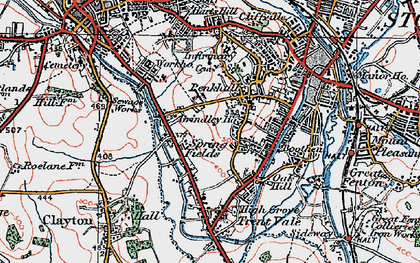 Old map of Springfields in 1921