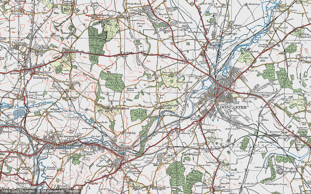 Old Map of Historic Map covering Burntwood Grange in 1923