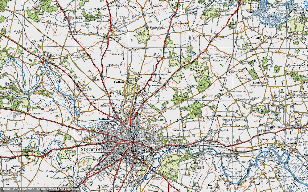 Old Map of Sprowston, 1922 in 1922