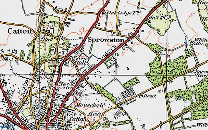 Old map of Sprowston in 1922