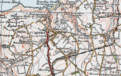 Old map of St Agnes in 1919
