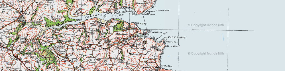 Old map of St Anthony-in-Meneage in 1919