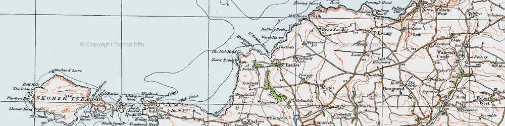 Old map of St Brides in 1922