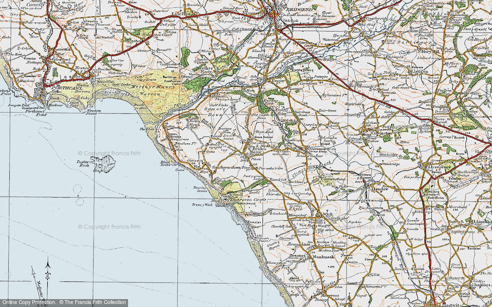 Historic Ordnance Survey Map of St Brides Major, 1922