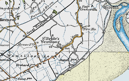 Old map of West Usk Lighthouse in 1919