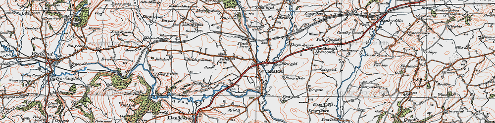 Old map of Afon Dewi Fawr in 1922