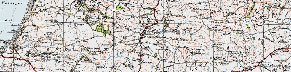 Old map of St Columb Major in 1919