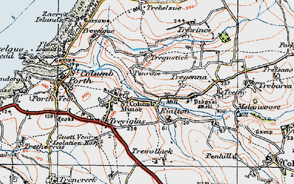 Old map of St Columb Minor in 1919