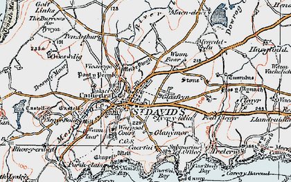 Old map of St Davids in 1922