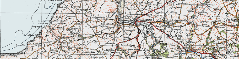 Old map of St Dogmaels in 1923