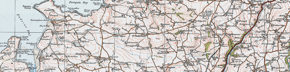 Old map of St Endellion in 1919