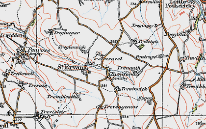 Old map of St Ervan in 1919