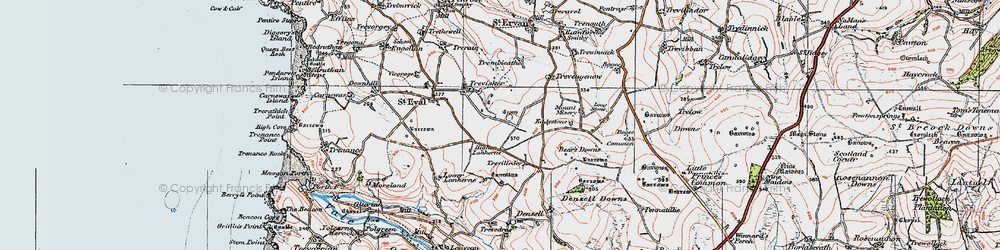 Old map of Bear's Downs in 1919