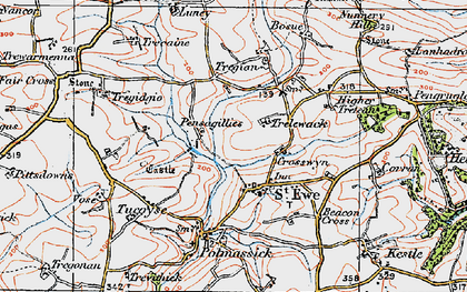 Old map of St Ewe in 1919