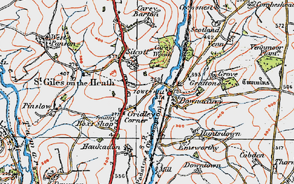 Old map of St Giles on the Heath in 1919