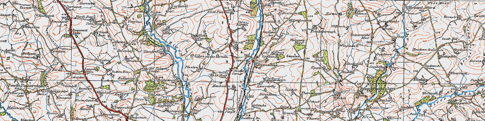 Old map of St Giles on the Heath in 1919