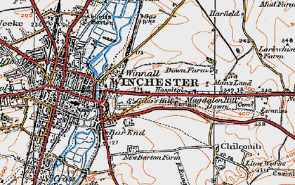 Old map of St Giles's Hill in 1919