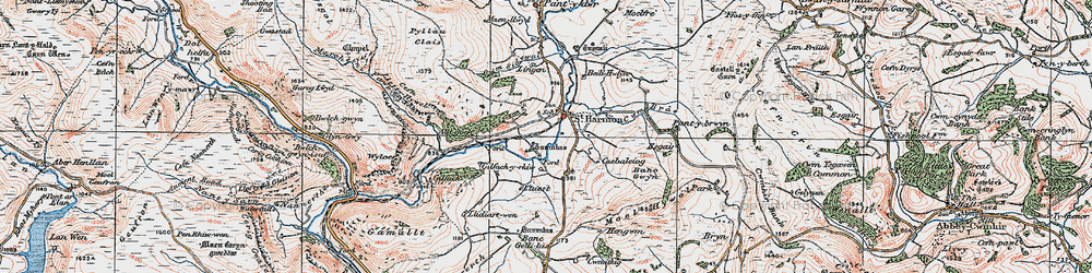 Old map of Banc Gelli-las in 1922