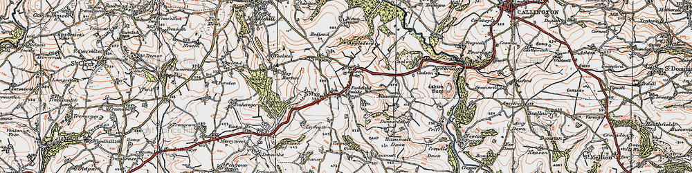 Old map of St Ive Cross in 1919