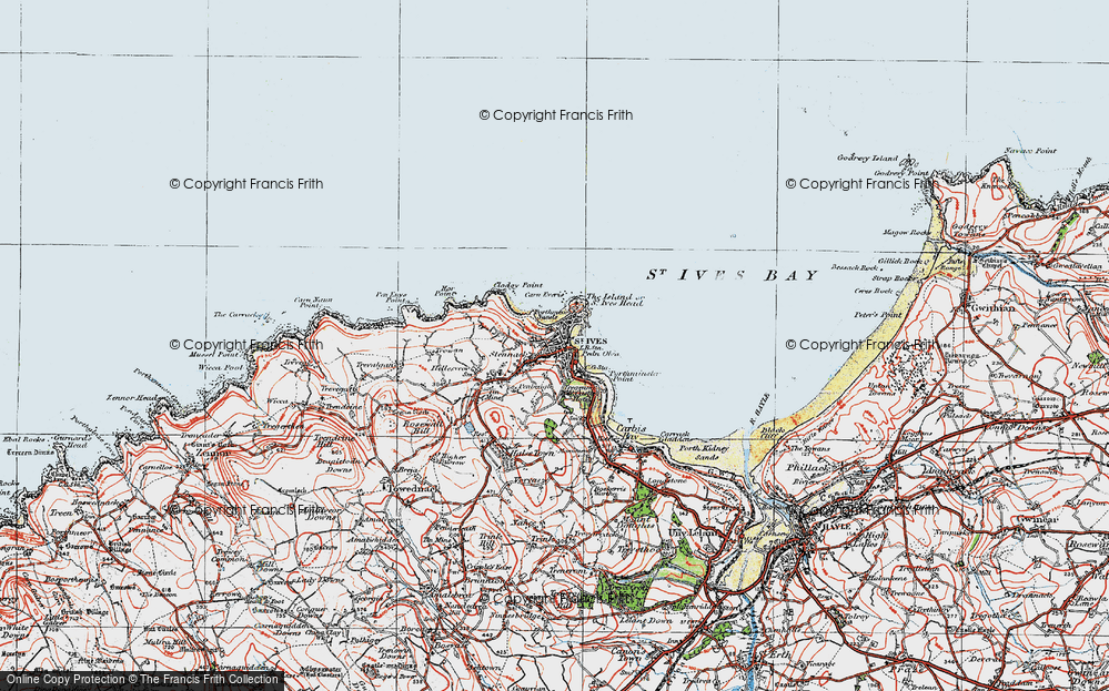 Road Map Of St Ives Cornwall