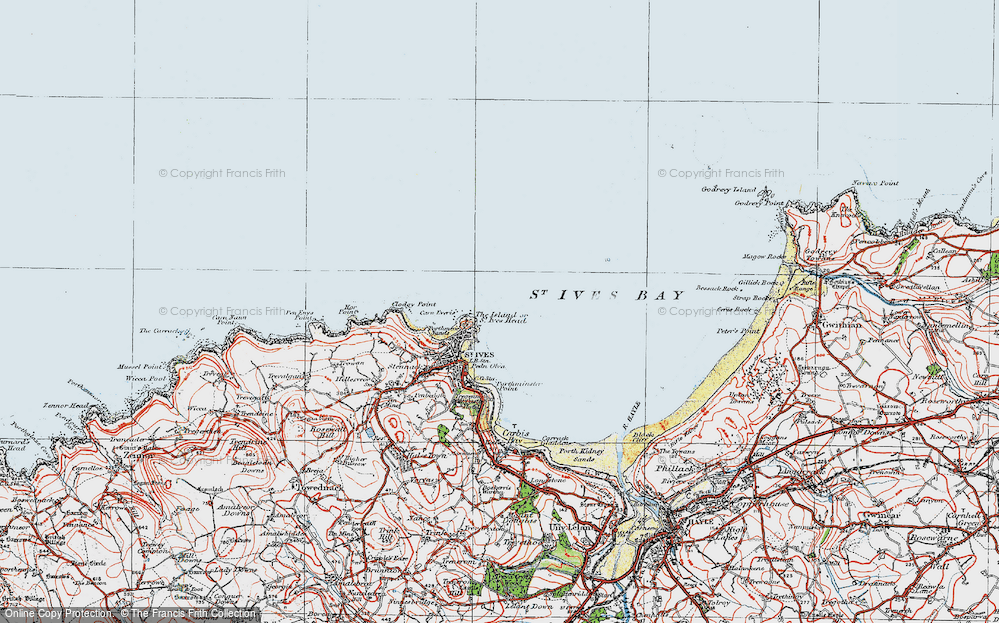 Old Map of St Ives Head, 1919 in 1919