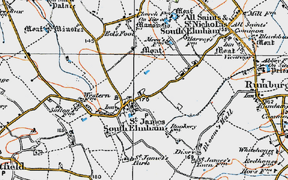 Old map of St James South Elmham in 1921