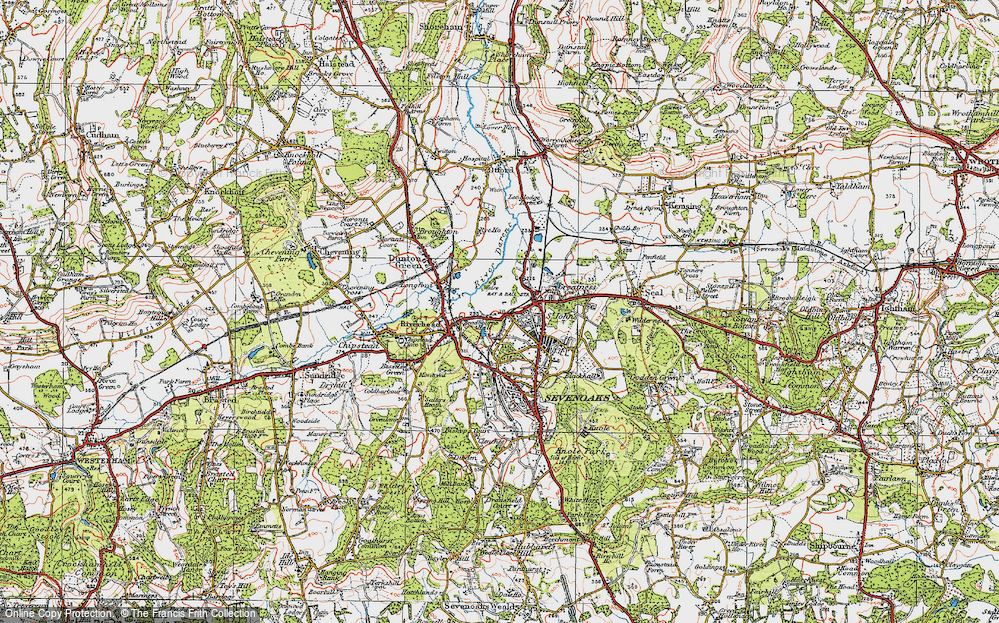 Old Map of Historic Map covering River Darent in 1920