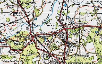 Old map of River Darent in 1920