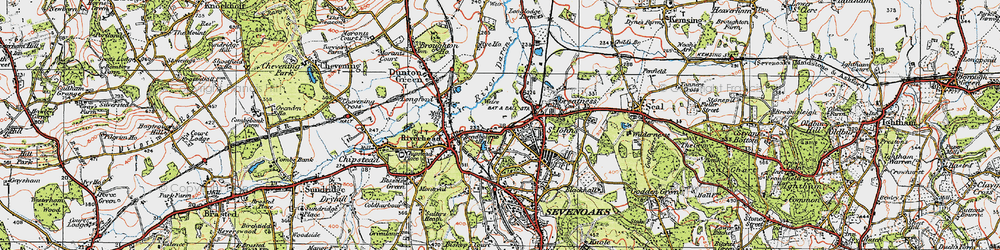 Old map of River Darent in 1920