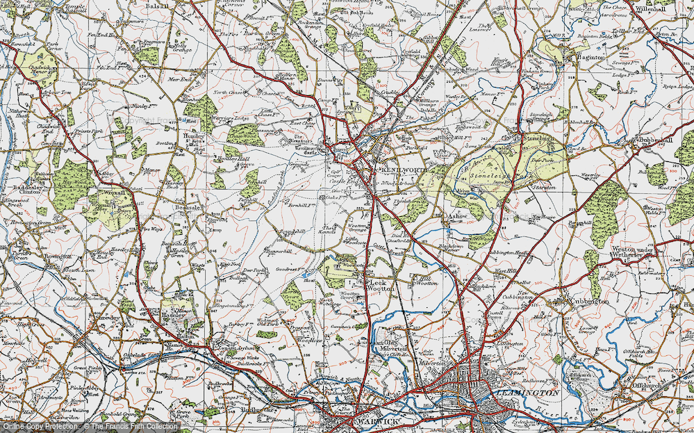 Old Map of Historic Map covering Warwickshire in 1919
